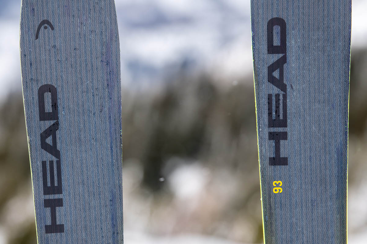 Head Kore 93 skis (topsheet closeup)